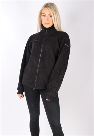 VINTAGE COLUMBIA FLEECE JUMPER JACKET BLACK OUTDOORS M 90S
