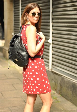VINTAGE 90'S BLACK LEATHER BACKPACK