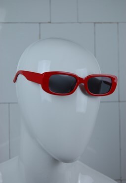 New oval festival glam rave bright unisex sunglasses in red