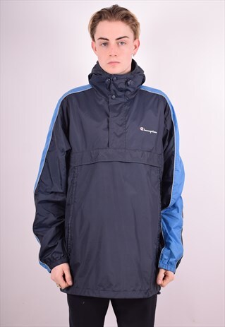 CHAMPION MENS VINTAGE PULLOVER JACKET XL BLUE 90S
