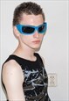 Y2K RAVE HUGE MASK SUNGLASSES IN ROYAL BLUE & BLACK