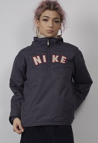 VINTAGE 90'S NIKE LOGO DARK GREY PULLOVER JACKET