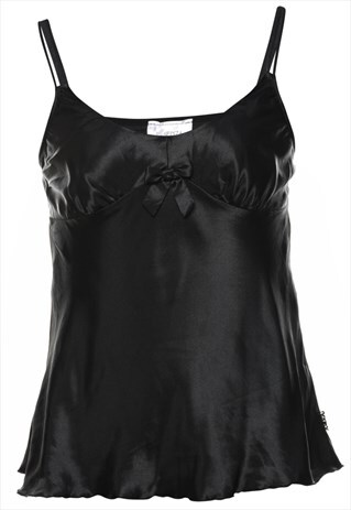 VINTAGE BLACK SILKY CLASSIC CAMI TOP - S