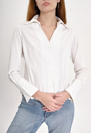WHITE AND GOLD STRIPED SHIRT