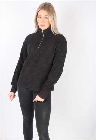 VINTAGE NIKE X FLEECE JUMPER BLACK 1/4 ZIP SWEATER M SLIMFIT