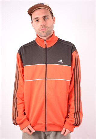 ADIDAS MENS VINTAGE TRACKSUIT TOP JACKET XL ORANGE 90S