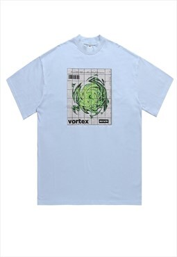 Vortex t-shirt science geek tee retro raver top pastel blue