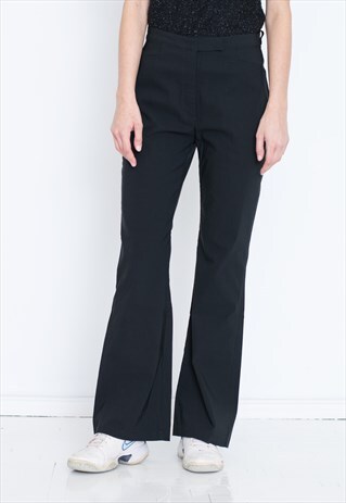 VINTAGE BLACK HIGH WAIST WIDE LEG RETRO TROUSERS