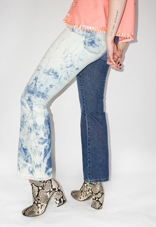 VINTAGE REWORKED BLEACH DENIM SLIGHT FLARES