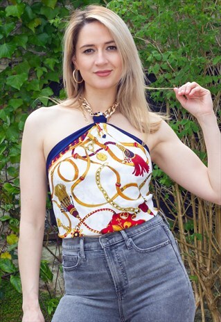 VINTAGE 90'S GOLD CHAIN HALTER TOP