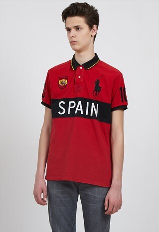 VINTAGE RED POLO RALPH LAUREN SHORT SLEEVE POLO SHIRT TOP