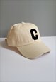 BEIGE GRAPHIC VINTAGE COTTON BASEBALL ADJUSTABLE CAP 