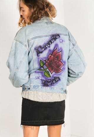 VINTAGE 80S WRANGLER EMBELLISHED DENIM JACKET / R013