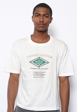 VINTAGE COMPAGNE CANADIENNE EMBROIDERED LOGO T-SHIRT WHITE