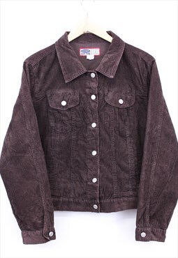 Vintage Old Navy Cord Jacket Brown Button Up With Pockets 
