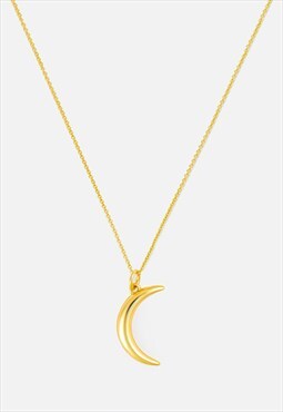 Women's Pendant Necklace With Small Crescent Moon - Gold