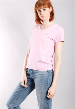 VINTAGE 90S RALPH LAUREN PINK V NECK T-SHIRT
