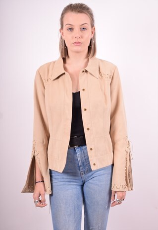 ROCCOBAROCCO WOMENS VINTAGE JACKET MEDIUM KHAKI 90'S