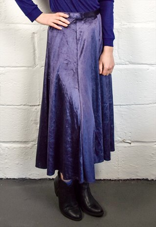 VINTAGE 90S PURPLE VELVET MIDI SKIRT