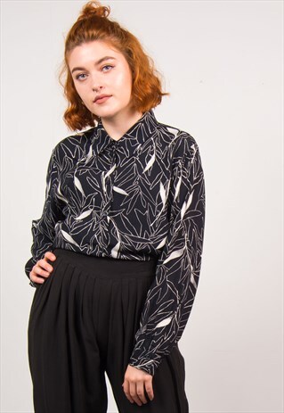 VINTAGE 90'S BLACK & WHITE LEAF SHIRT