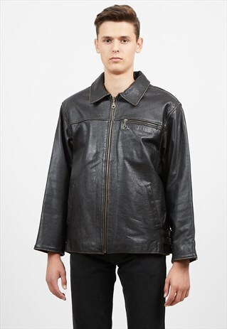VINTAGE BLACK LEATHER MAN LEATHER JACKET