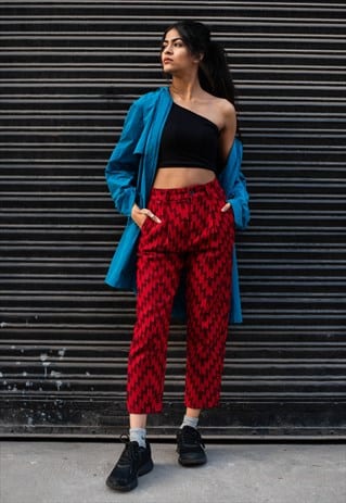 FOLK PANTS IN JACQUARD-RED AND BLACK