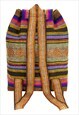 MEXICAN STYLE BACKPACK PURPLE & BROWN 