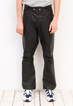 Vintage Leather Trousers Men's W36 L34 Pants Bottoms Biker