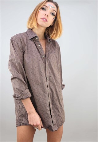 VINTAGE 80S 90S OVERSIZED LONG SLEEVE PATTERNED SHIRT