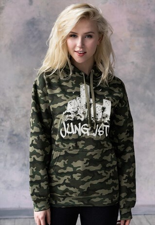 JUNGLIST SOUND CAMO CAMOUFLAGE DJ WOMENS HOODED TOP HOODIE
