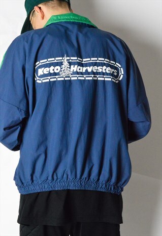 VINTAGE 90S NAVY BLUE LIGHTWEIGHT TRACK JACKET