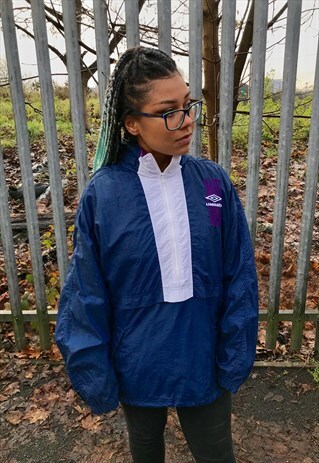 VINTAGE UMBRO ZIP THROUGH SHELLSUIT TRACK JACKET SPELLOUT
