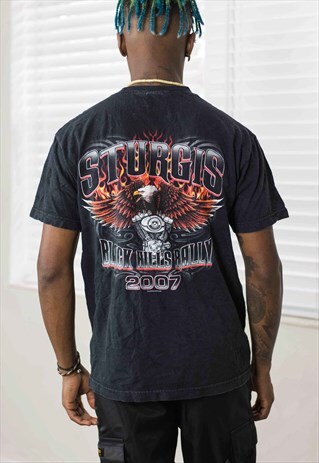 VINTAGE BIKER LOGO T-SHIRT 90S M 7.3