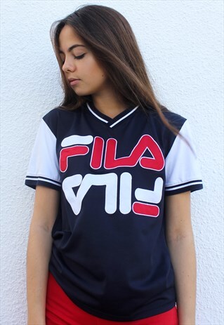 90'S RETRO BLUE AND WHITE MESH T-SHIRT
