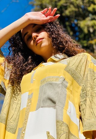 VINTAGE 80'S MULTICOLOR PRINTED OVERSIZED SHIRT FESTIVAL