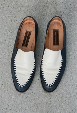 Vintage TED LAPIDUS Blue/White Leather Loafers