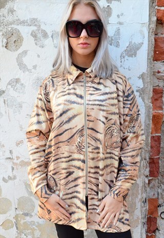 VINTAGE BROWN JACKET WITH TIGERS