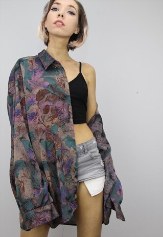 VINTAGE 80S/90S OVERSIZED PATTERNED SHIRT