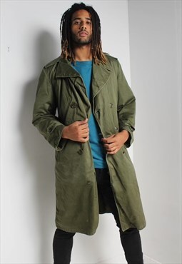 Vintage 90's Military Trench Coat Jacket Green
