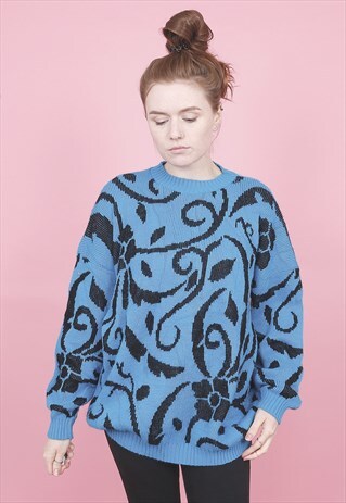 VINTAGE BLUE PATTERNED JUMPER /R14150