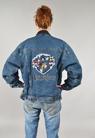 VINTAGE WARNER BROS DARK BLUE ANIMANIACS DENIM JACKET