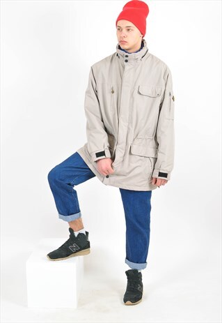 VINTAGE PARKA JACKET IN GREY