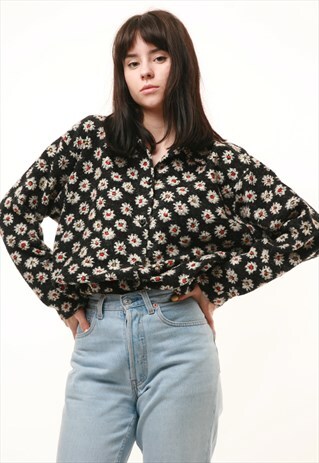 80S VINTAGE FLORAL PRINT COZY WARM SHIRT 554
