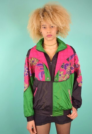 VINTAGE 80'S PRINT WINDBREAKER JACKET