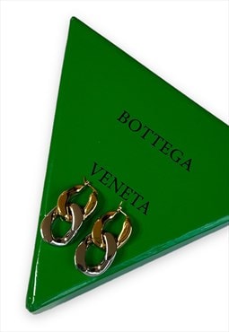 Bottaga Veneta earrings gold silver chunky chain drop