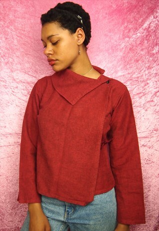 MAROON KIMONO WRAP MINIMAL STYLE TOP