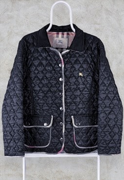 Burberry Nova Check Black Quilted Jacket Cotton Women Medium