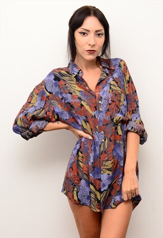 VINTAGE 90'S ABSTRACT FUNKY PATTERNED OVERSIZED SHIRT