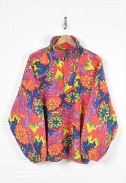 Vintage Fleece 1/4 Zip Retro Pattern XL