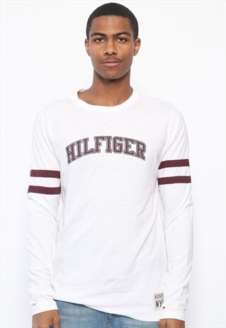 VINTAGE TOMMY HILFIGER SPELLOUT LONG SLEEVE T-SHIRT WHITE